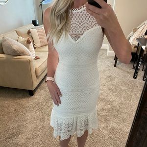 White Lace Midi Mermaid Dress